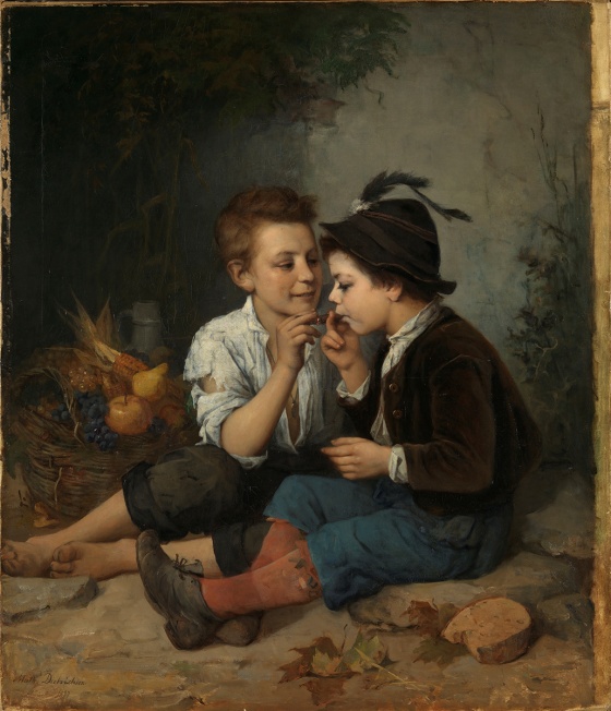 Mathilde Dietrichson, Sigarrøykende gutter, 1877, FOTO Nasjonalmuseet / Børre Høstland 