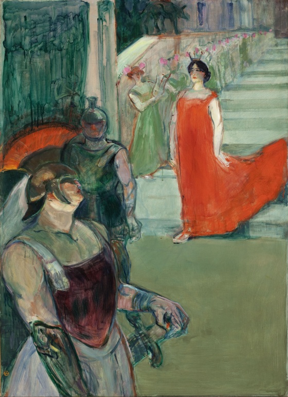 Henri de Toulouse-Lautrec, Messaline descend l’escalier bordé de figurants (L’opéra Messaline à Bordeaux), 1900-1901